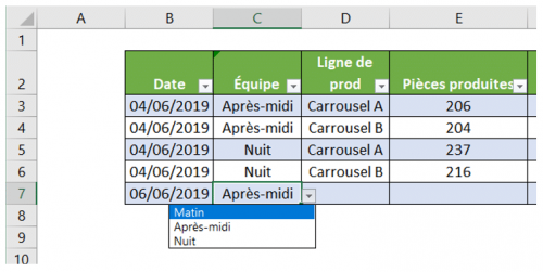 Liste déroulante excel